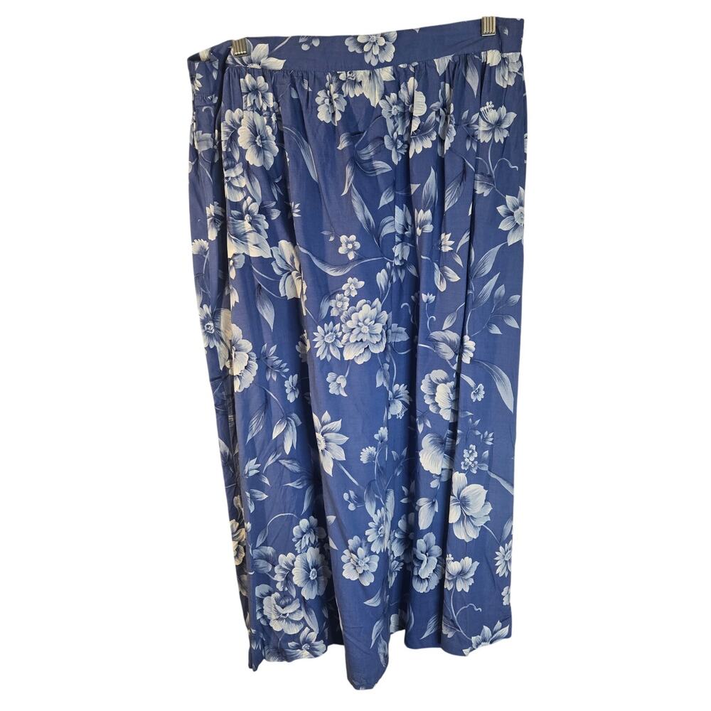 Alfred Dunner 18W Blue Floral Midi Skirt - Vintage Flowy Skirt [0417]